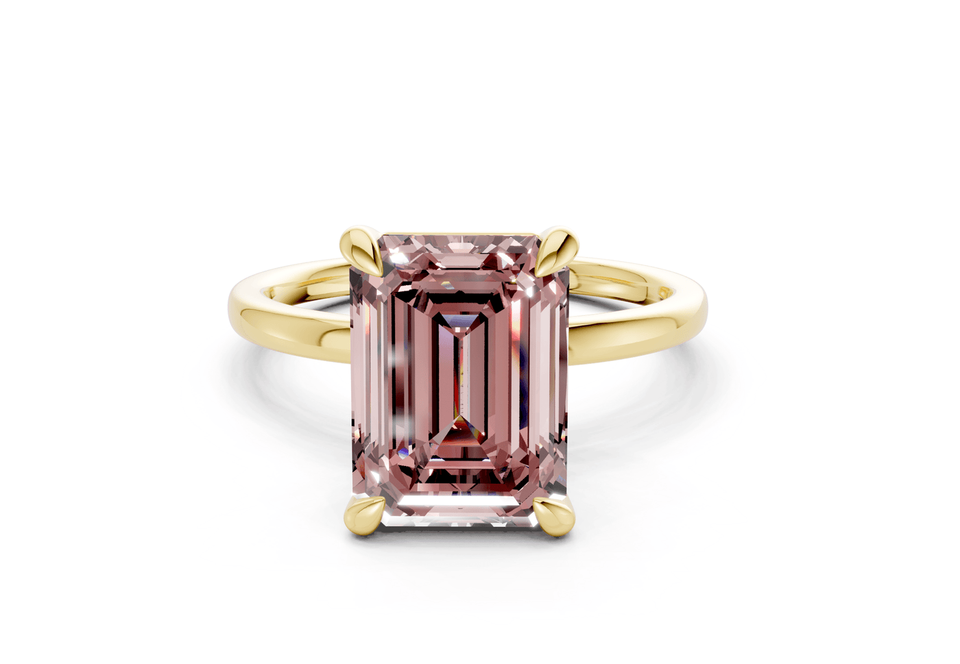 Clementine Pink Diamond Solitaire Emerald Cut 1.8mm Engagement Ring