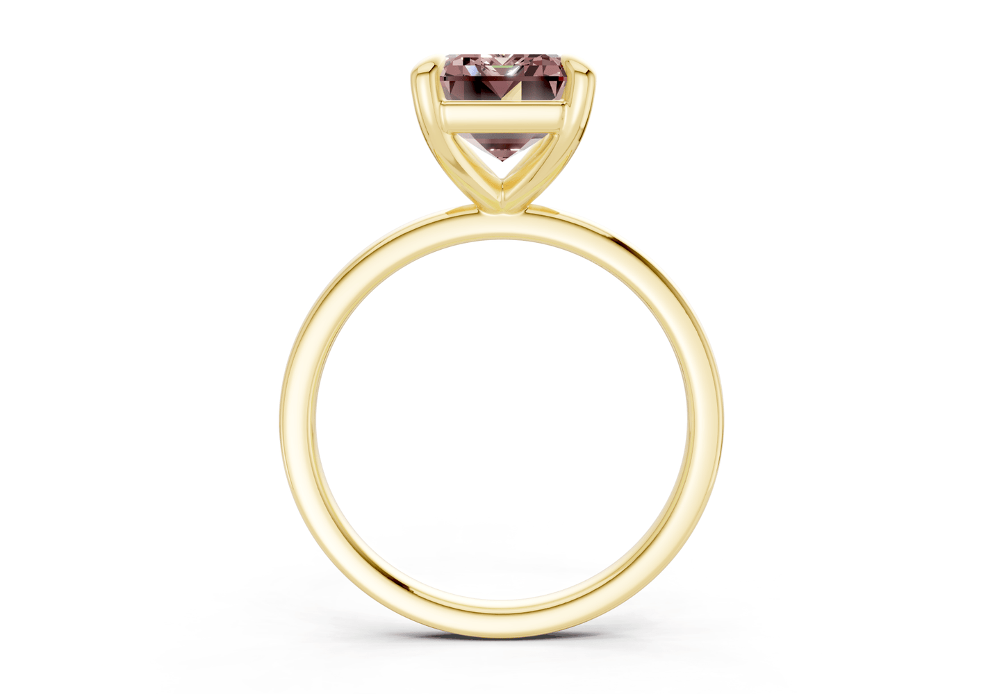 Clementine Pink Diamond Solitaire Emerald Cut 1.8mm Engagement Ring - Ring Premier