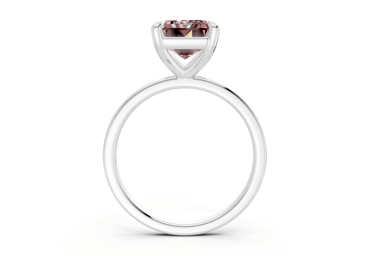 Clementine Pink Diamond Solitaire Emerald Cut 1.8mm Engagement Ring
