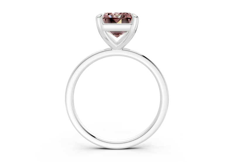 Clementine Pink Diamond Solitaire Emerald Cut 1.8mm Engagement Ring - Ring Premier