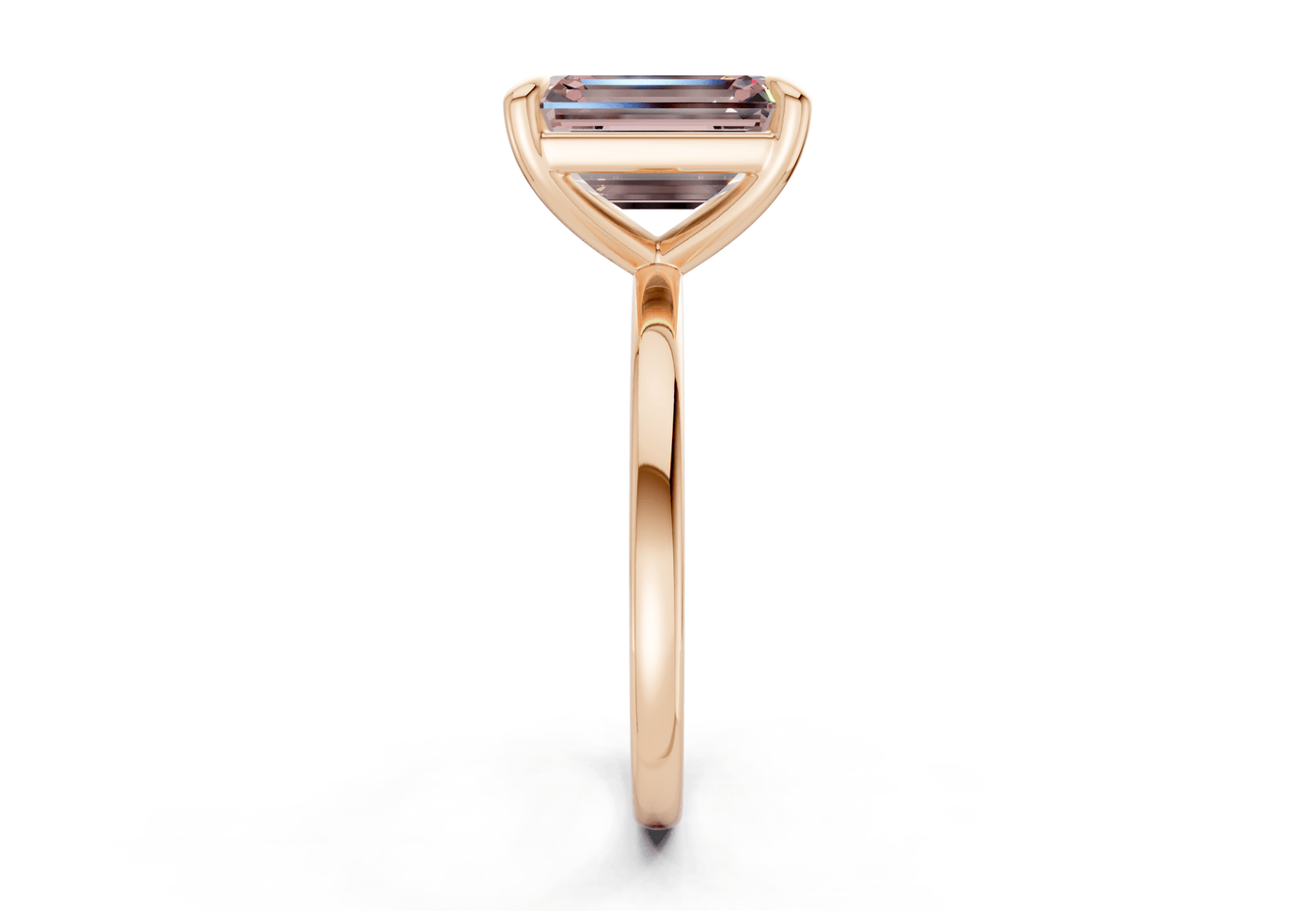 Clementine Pink Diamond Solitaire Emerald Cut 1.8mm Engagement Ring