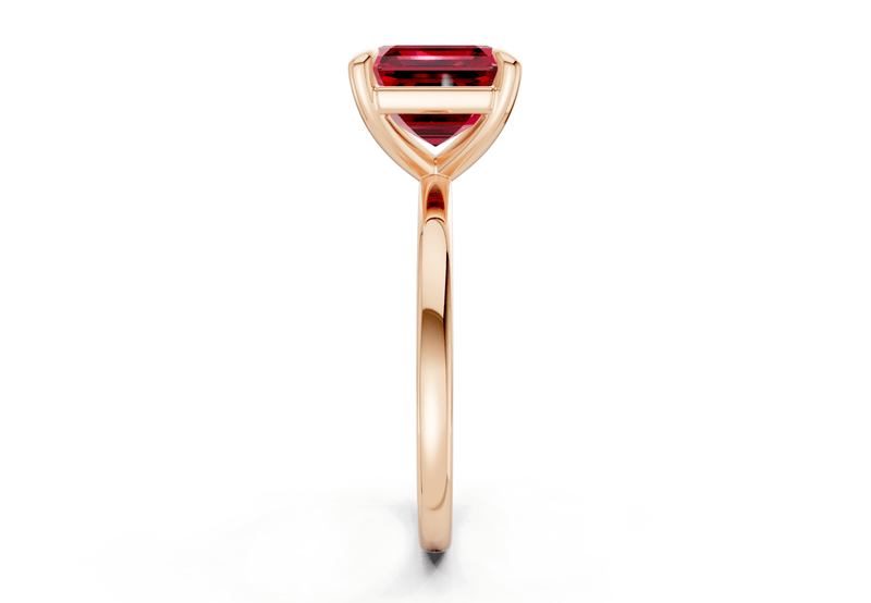 Clementine Ruby Gemstone Solitaire Asscher Cut 1.8mm Engagement Ring - Ring Premier
