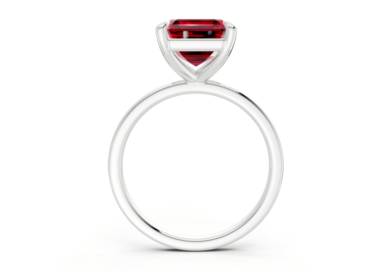 Clementine Ruby Gemstone Solitaire Asscher Cut 1.8mm Engagement Ring - Ring Premier