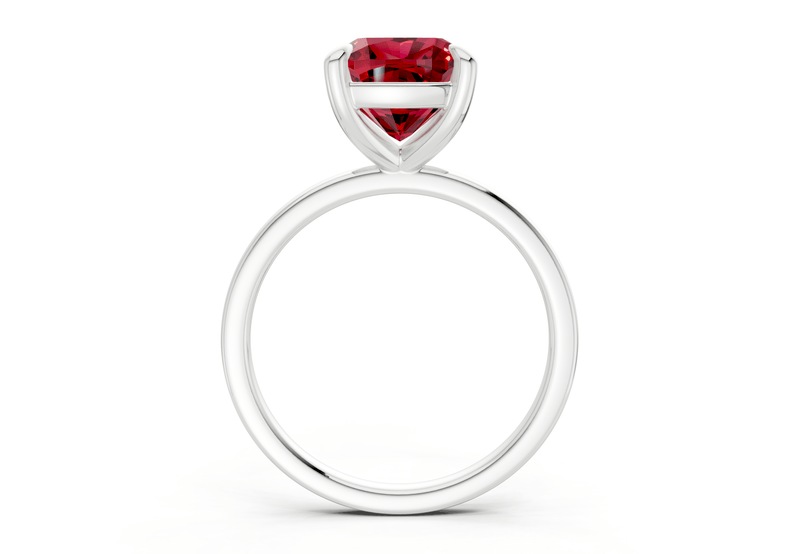 Clementine Ruby Gemstone Solitaire Cushion Squareuare Cut 1.8mm Engagement Ring - Ring Premier