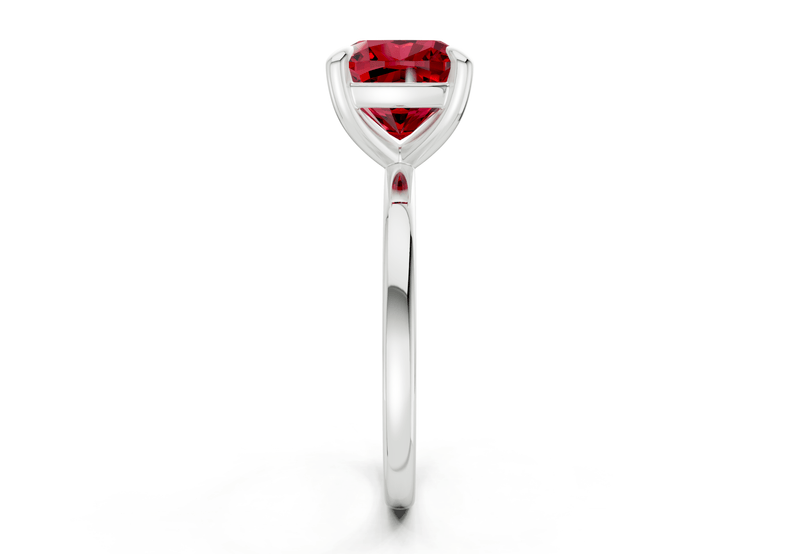 Clementine Ruby Gemstone Solitaire Cushion Squareuare Cut 1.8mm Engagement Ring - Ring Premier