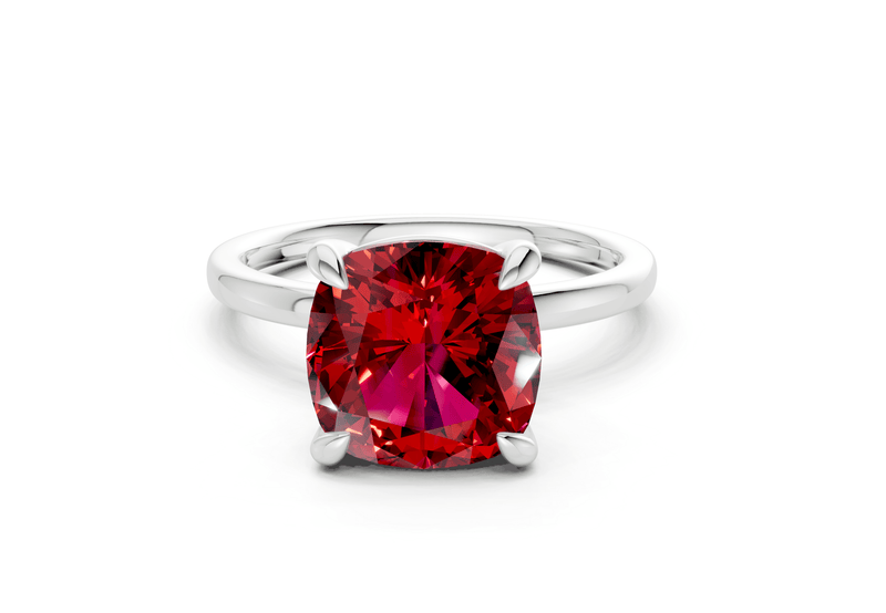 Clementine Ruby Gemstone Solitaire Cushion Squareuare Cut 1.8mm Engagement Ring - Ring Premier