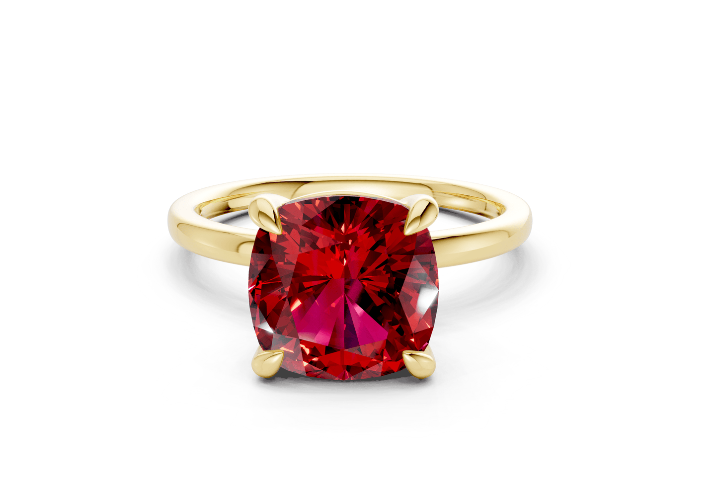 Clementine Ruby Gemstone Solitaire Cushion Squareuare Cut 1.8mm Engagement Ring - Ring Premier