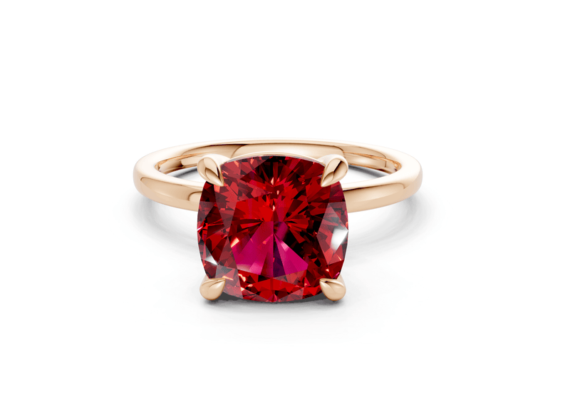 Clementine Ruby Gemstone Solitaire Cushion Squareuare Cut 1.8mm Engagement Ring - Ring Premier