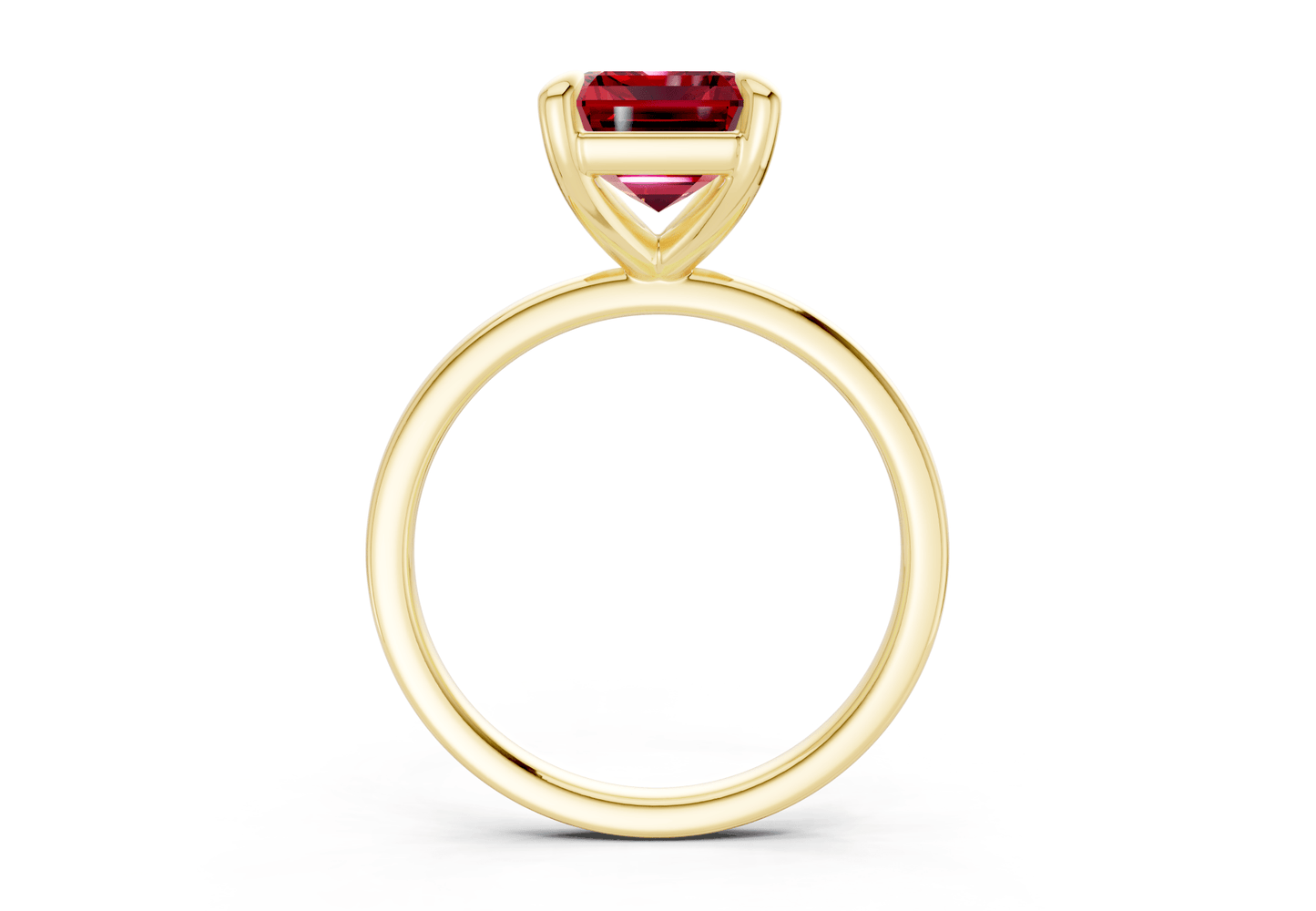 Clementine Ruby Gemstone Solitaire Emerald Cut 1.8mm Engagement Ring - Ring Premier