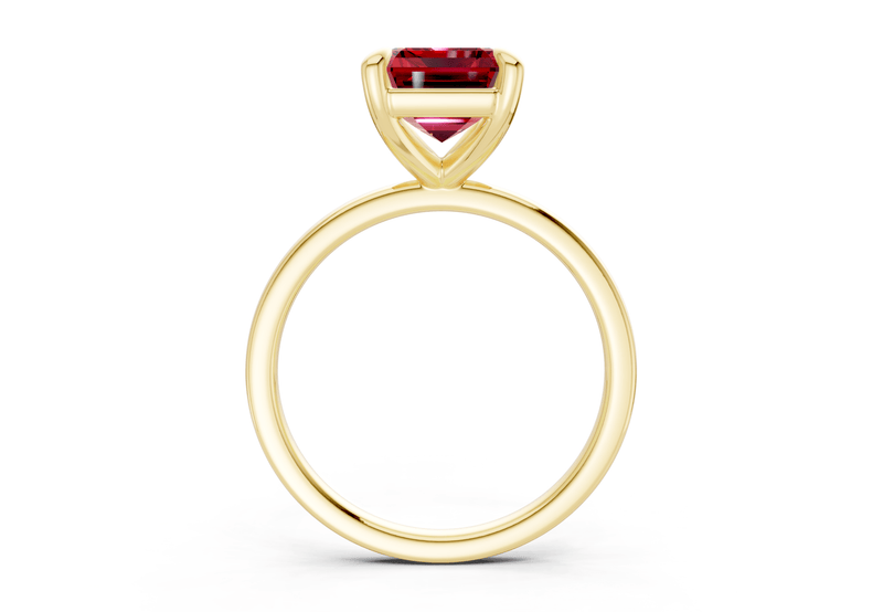 Clementine Ruby Gemstone Solitaire Emerald Cut 1.8mm Engagement Ring