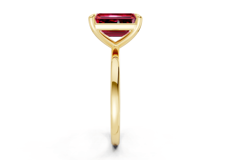 Clementine Ruby Gemstone Solitaire Emerald Cut 1.8mm Engagement Ring - Ring Premier