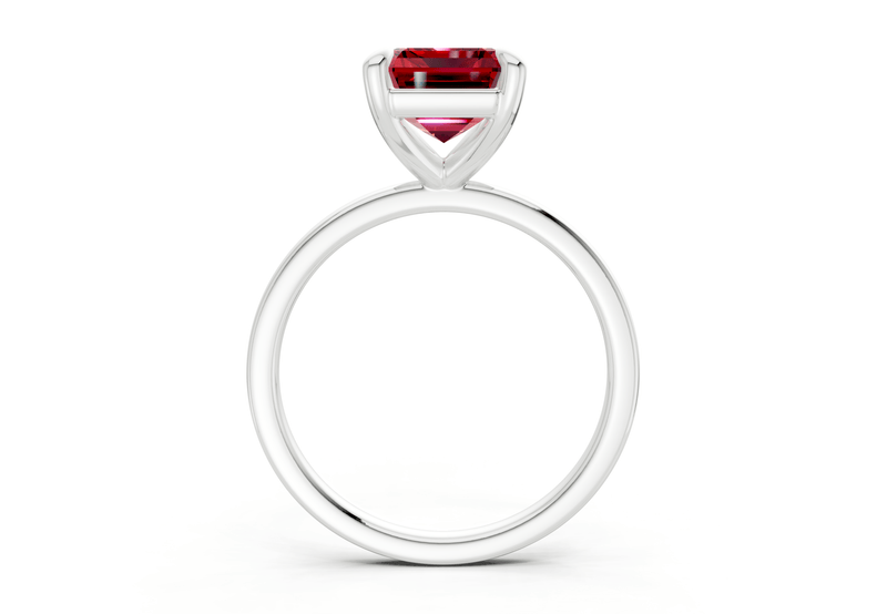 Clementine Ruby Gemstone Solitaire Emerald Cut 1.8mm Engagement Ring - Ring Premier