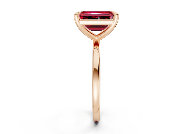 Clementine Ruby Gemstone Solitaire Emerald Cut 1.8mm Engagement Ring - Ring Premier