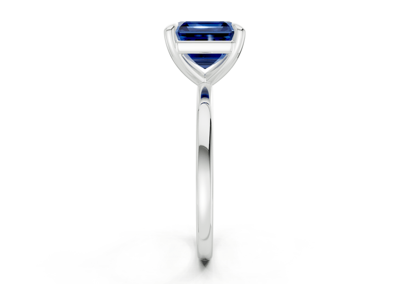 Clementine Sapphire Gemstone Solitaire Asscher Cut 1.8mm Engagement Ring - Ring Premier