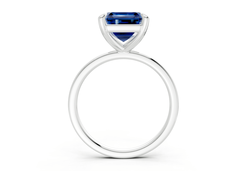 Clementine Sapphire Gemstone Solitaire Asscher Cut 1.8mm Engagement Ring - Ring Premier
