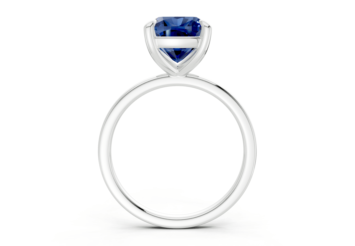 Clementine Sapphire Gemstone Solitaire Cushion Squareuare Cut 1.8mm Engagement Ring
