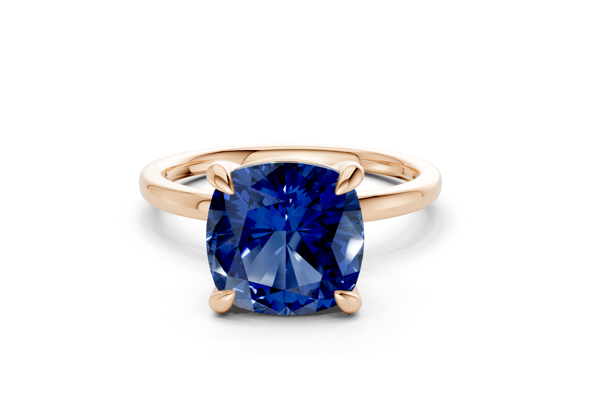 Clementine Sapphire Gemstone Solitaire Cushion Squareuare Cut 1.8mm Engagement Ring