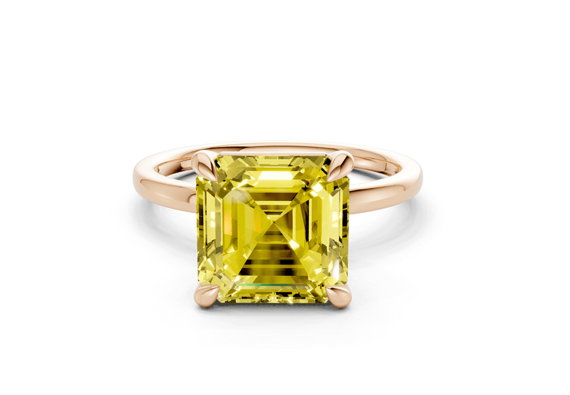 Clementine Yellow Diamond Solitaire Asscher Cut 1.8mm Engagement Ring - Ring Premier