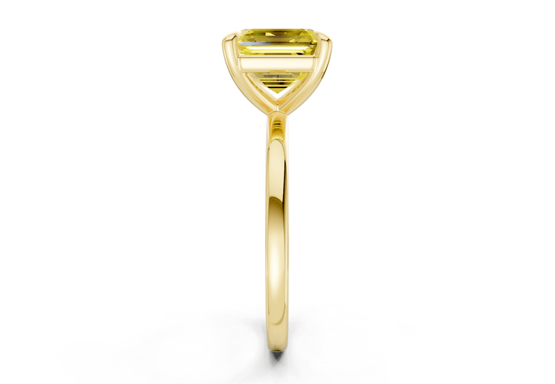 Clementine Yellow Diamond Solitaire Asscher Cut 1.8mm Engagement Ring - Ring Premier