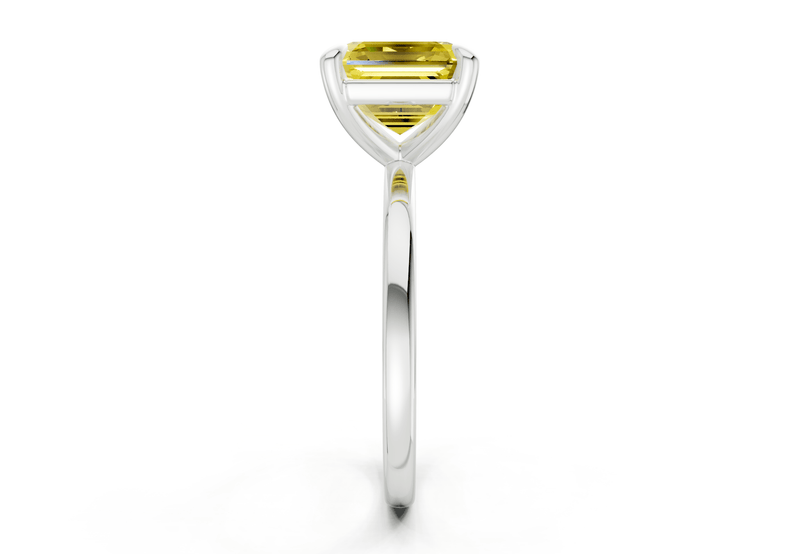 Clementine Yellow Diamond Solitaire Asscher Cut 1.8mm Engagement Ring - Ring Premier