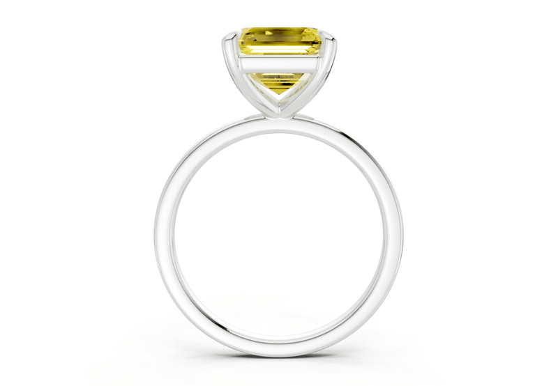 Clementine Yellow Diamond Solitaire Asscher Cut 1.8mm Engagement Ring - Ring Premier