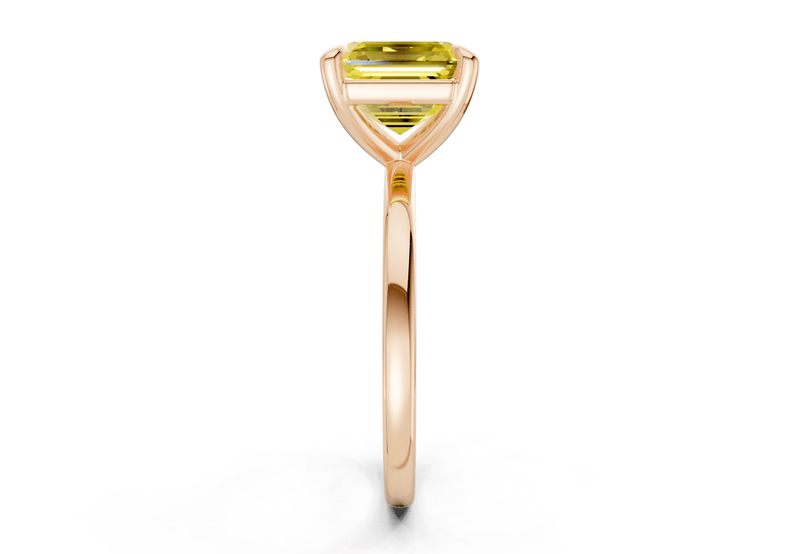 Clementine Yellow Diamond Solitaire Asscher Cut 1.8mm Engagement Ring - Ring Premier