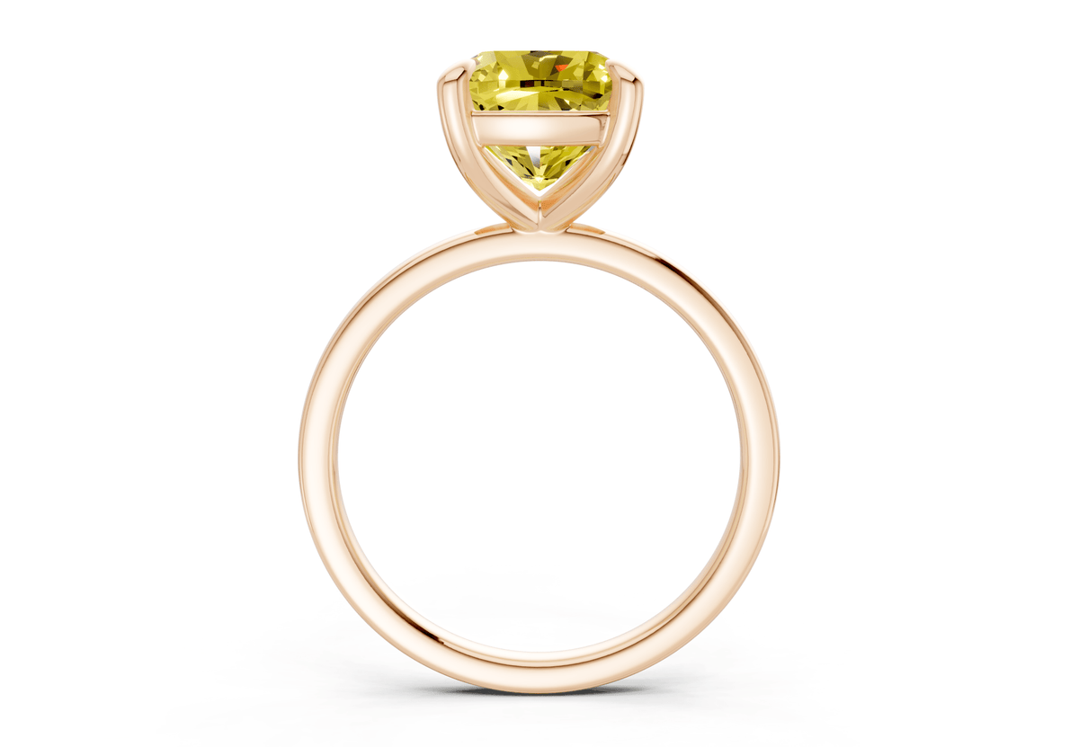 Clementine Yellow Diamond Solitaire Cushion Squareuare Cut 1.8mm Engagement Ring