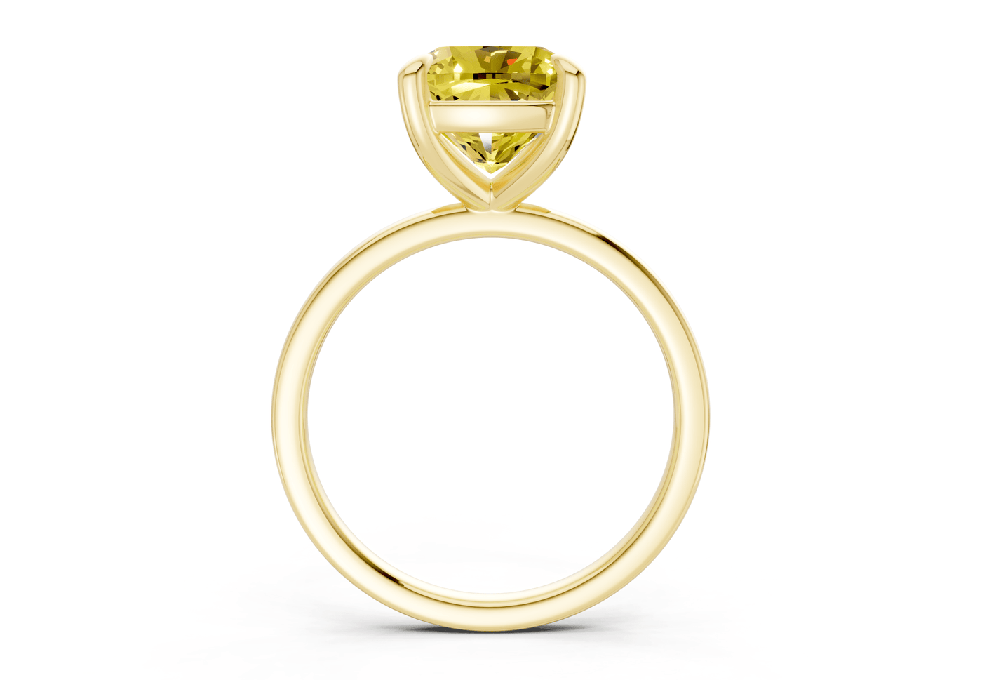 Clementine Yellow Diamond Solitaire Cushion Squareuare Cut 1.8mm Engagement Ring