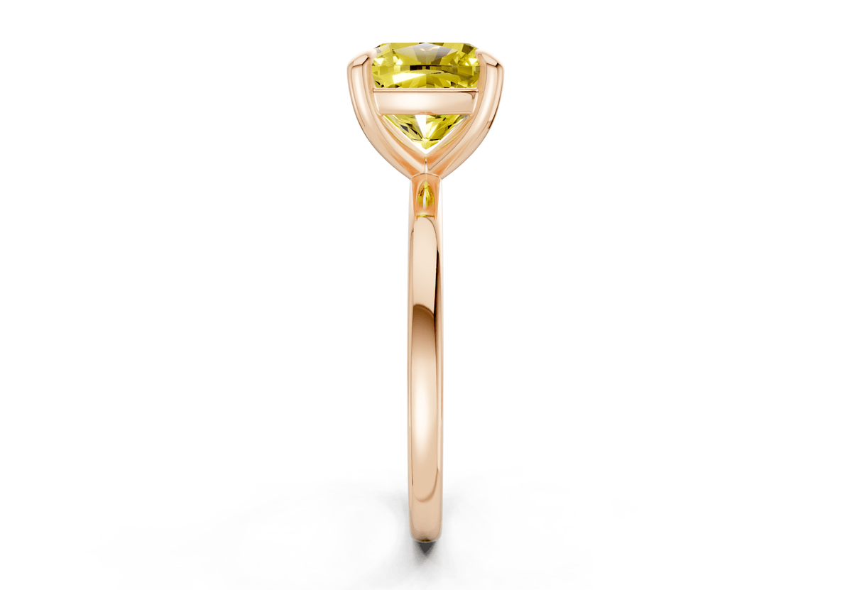 Clementine Yellow Diamond Solitaire Cushion Squareuare Cut 1.8mm Engagement Ring