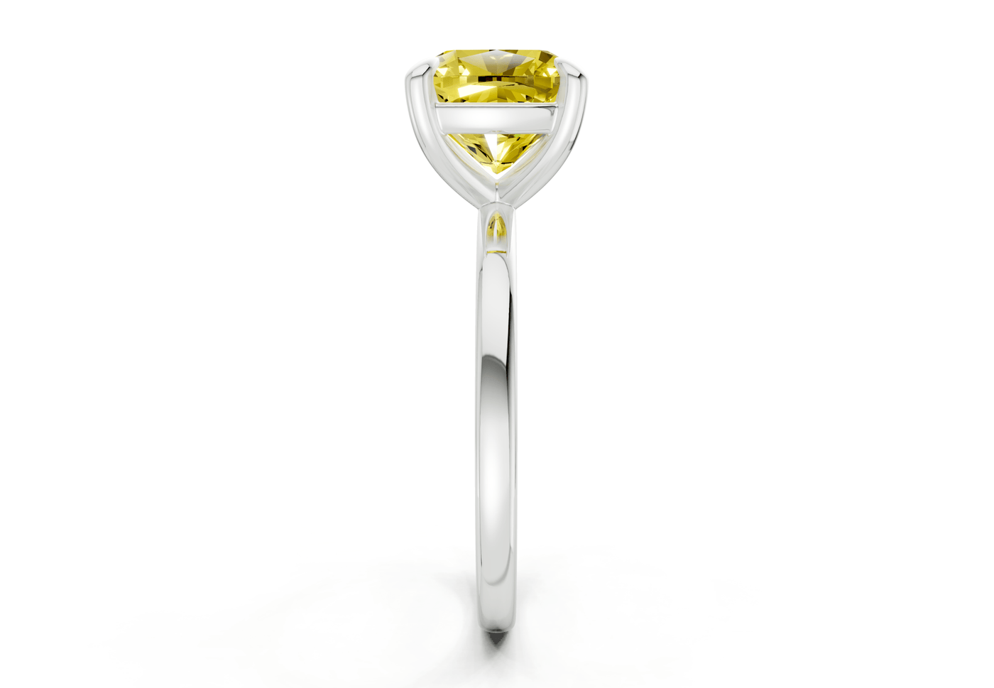 Clementine Yellow Diamond Solitaire Cushion Squareuare Cut 1.8mm Engagement Ring