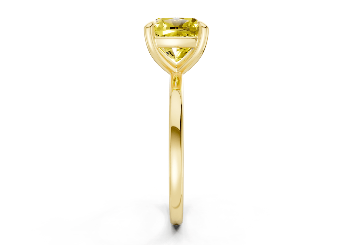 Clementine Yellow Diamond Solitaire Cushion Squareuare Cut 1.8mm Engagement Ring