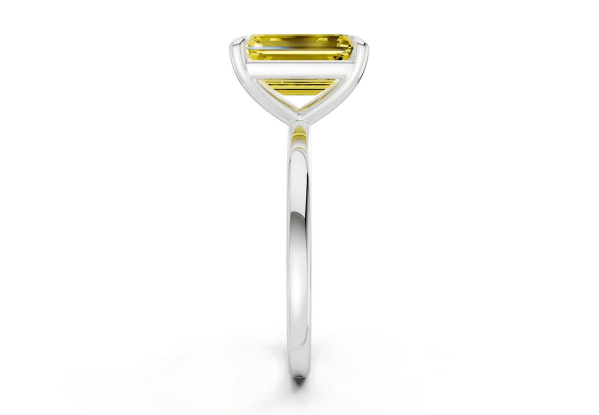 Clementine Yellow Diamond Solitaire Emerald Cut 1.8mm Engagement Ring