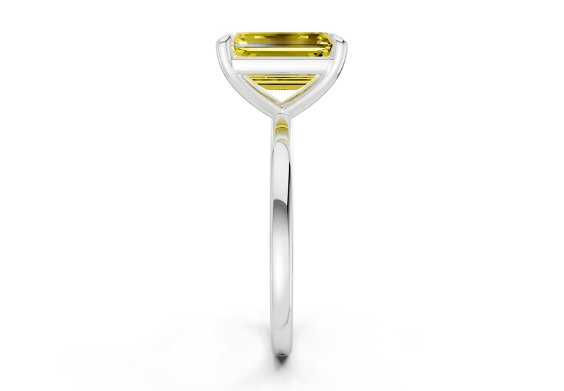 Clementine Yellow Diamond Solitaire Emerald Cut 1.8mm Engagement Ring - Ring Premier
