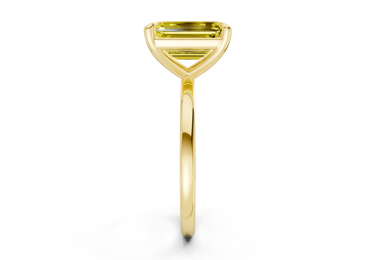 Clementine Yellow Diamond Solitaire Emerald Cut 1.8mm Engagement Ring