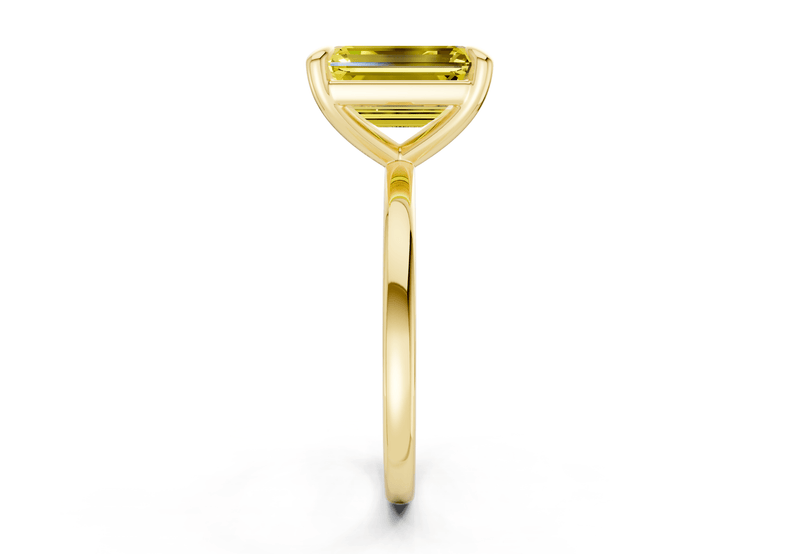 Clementine Yellow Diamond Solitaire Emerald Cut 1.8mm Engagement Ring - Ring Premier
