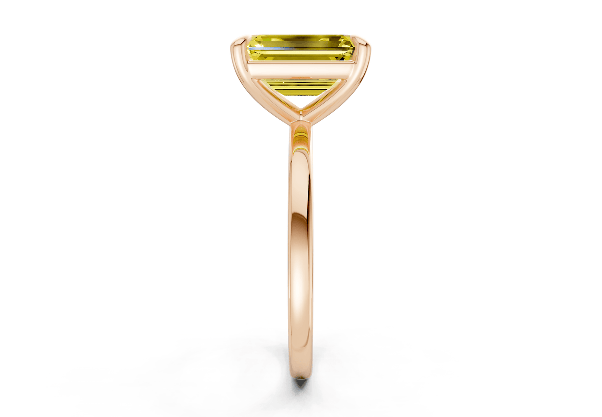 Clementine Yellow Diamond Solitaire Emerald Cut 1.8mm Engagement Ring
