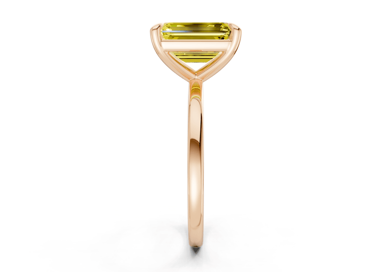Clementine Yellow Diamond Solitaire Emerald Cut 1.8mm Engagement Ring - Ring Premier