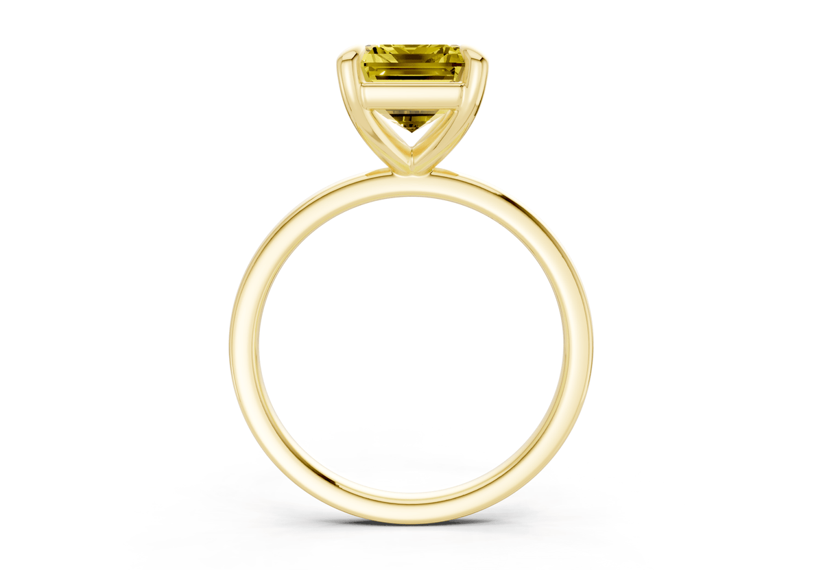 Clementine Yellow Diamond Solitaire Emerald Cut 1.8mm Engagement Ring