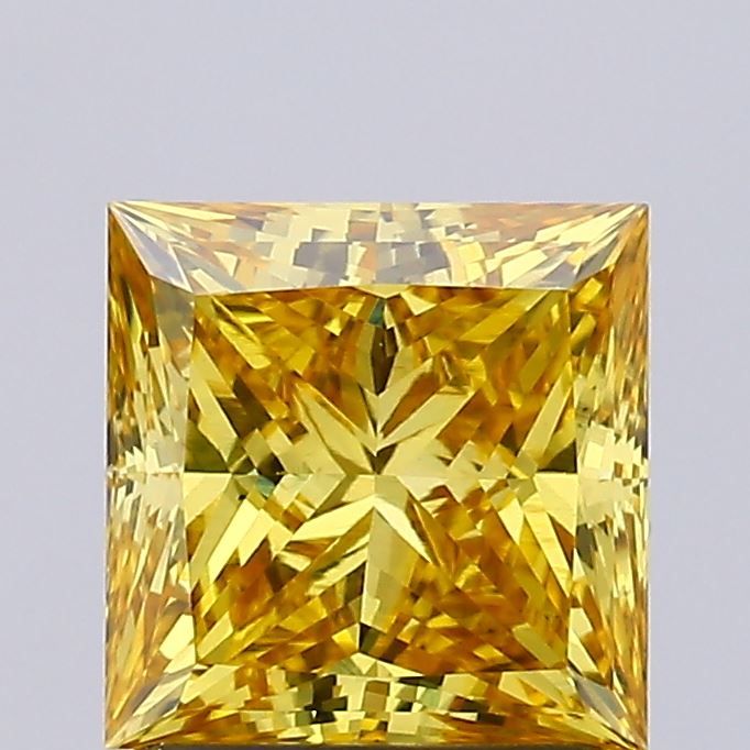 1.53 Carat Princess Cut Fancy Yellow