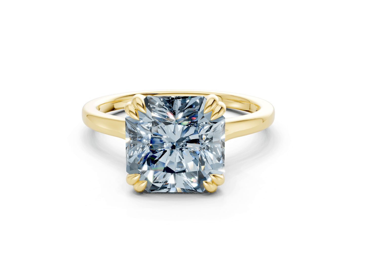 Dahlia Blue Diamond Solitaire Radiant Squareuare Cut 1.8mm Engagement Ring - Ring Premier