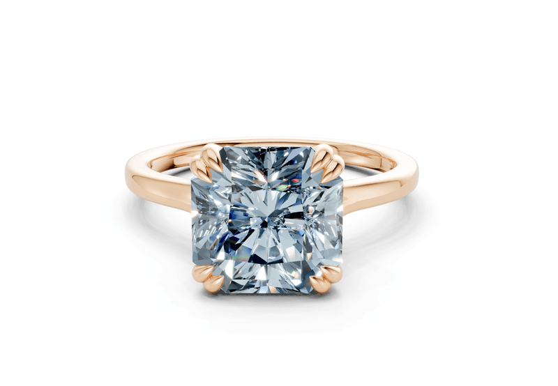 Dahlia Blue Diamond Solitaire Radiant Squareuare Cut 1.8mm Engagement Ring - Ring Premier