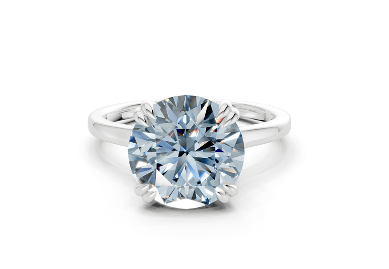 Dahlia Blue Diamond Solitaire Round Cut 1.8mm Engagement Ring - Ring Premier