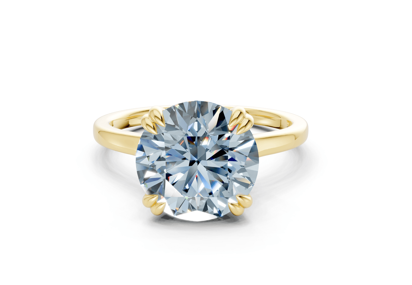 Dahlia Blue Diamond Solitaire Round Cut 1.8mm Engagement Ring - Ring Premier