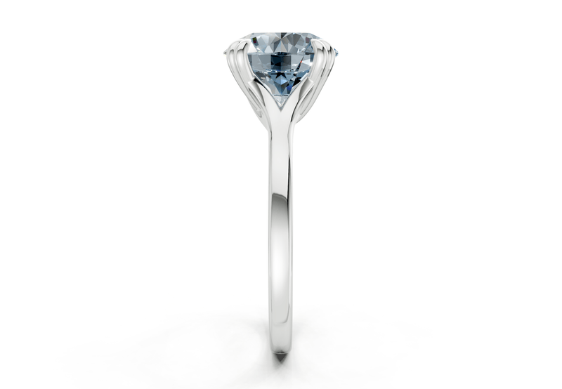 Dahlia Blue Diamond Solitaire Round Cut 1.8mm Engagement Ring - Ring Premier