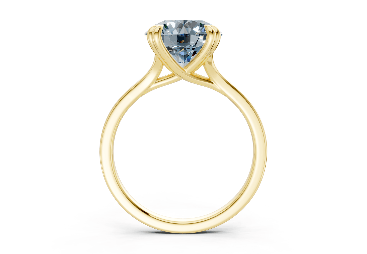Dahlia Blue Diamond Solitaire Round Cut 1.8mm Engagement Ring - Ring Premier