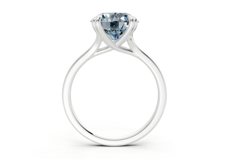 Dahlia Blue Diamond Solitaire Round Cut 1.8mm Engagement Ring - Ring Premier