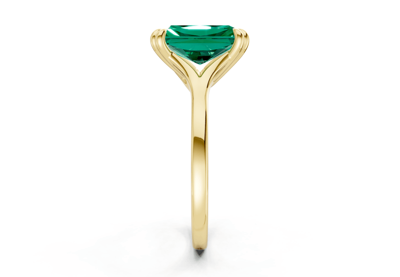 Dahlia Emerald Gemstone Solitaire Radiant Cut 1.8mm Engagement Ring - Ring Premier