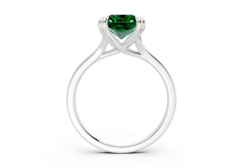 Dahlia Emerald Gemstone Solitaire Radiant Cut 1.8mm Engagement Ring - Ring Premier