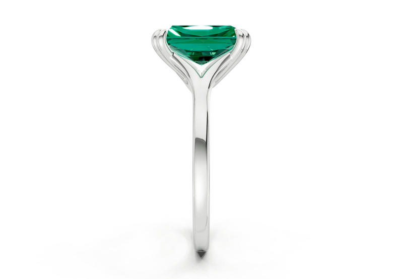 Dahlia Emerald Gemstone Solitaire Radiant Cut 1.8mm Engagement Ring - Ring Premier