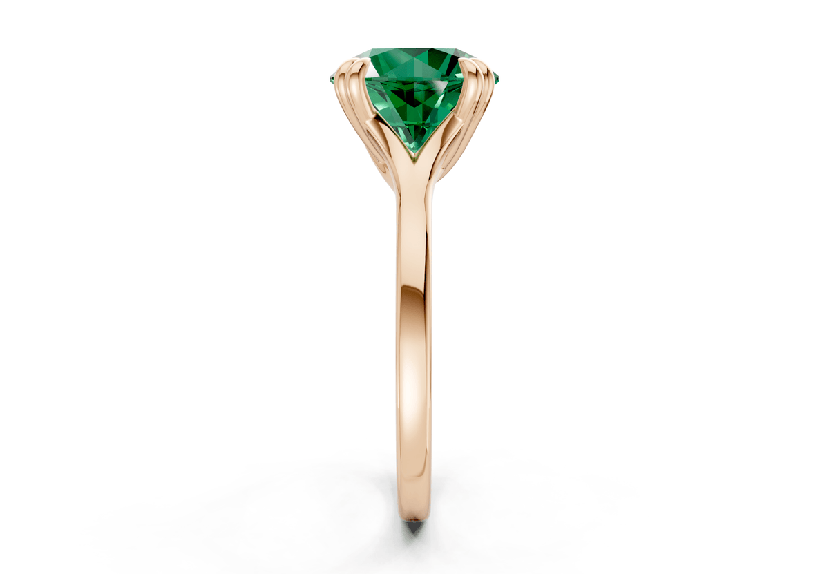 Dahlia Emerald Gemstone Solitaire Round Cut 1.8mm Engagement Ring
